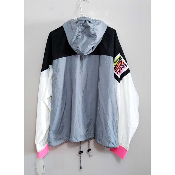 Vintage Ocean Pacific Jacket Men Medium Black Gray Windbreaker Nylon 90s - Picture 5 of 7